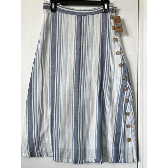 Cremieux Midi Skirt Striped with Accent Buttons, Size 4 New With Tag - Picture 1 of 7